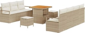 vidaXL Set de canapele pentru grădină cu pernă 10 pcs Bej și crem