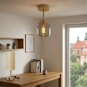 BRILAGI - lustru LED aplicat R GLASS 1xE27/60W/230V Ø 14 cm bej/gri fumuriu