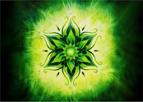 Tablou - Mandala de flori, fundal verde (70x50 cm)