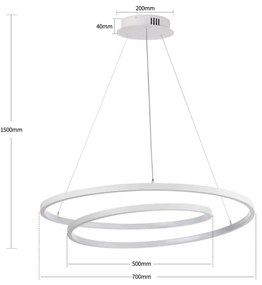 Brilagi - Lustră LED dimerizabilă suspendată pe cablu TWISTER, 75 W, 230 V, Ø 70 cm, albă, cu telecomandă