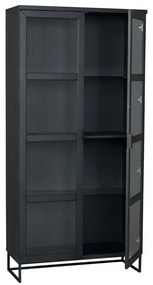 Vitrină neagră din lemn masiv de stejar 95x195 cm Everett - Rowico