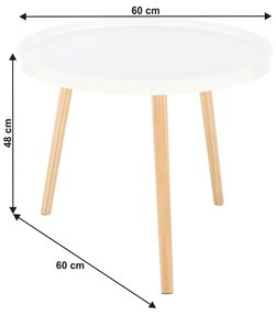 MAA605 - Masuta de cafea rotunda 60 cm, masa pentru living - Alb - Maro