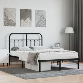 352576 vidaXL Cadru de pat metalic cu tăblie, negru, 120x200 cm