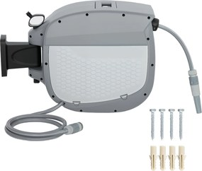 Outsunny Tambur furtun cu furtun de grădină 30 m, cutie pivotantă 180° cu înfășurare automată și blocare | Aosom Romania