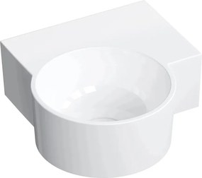 Lavoar suspendat Omnires Ovo M+ finisaj alb lucios 34 cm dreapta