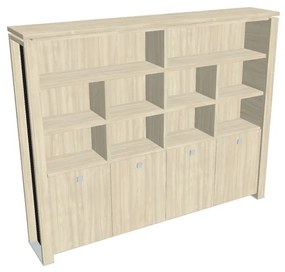 Dulap înalt Verno+ S 260 x 46 x 210 cm, cu rafturi, salcâm / negru