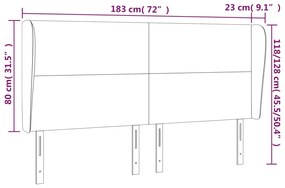 Tablie de pat cu aripioare gri inchis 183x23x118 128 cm textil 1, Morke gra, 183 x 23 x 118 128 cm