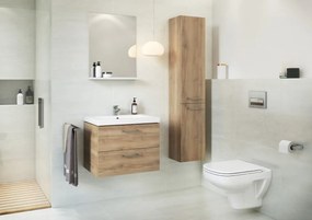 Set dulap baie suspendat 2 sertare Lara cu lavoar Como inclus, 60 cm, nuc