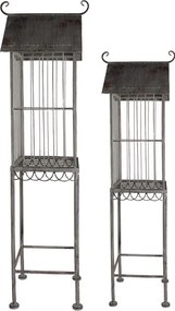 Set 2 colivii decorative din metal, finisaj gri antichizat, Country Style