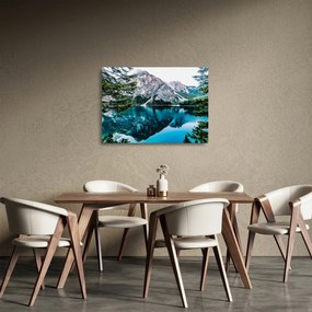 Tablou pe sticlă - Lac în Alpi (70x50 cm)