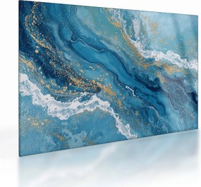 Tablou pe sticlă - Marmură bleu cu aur II. (70x50 cm)