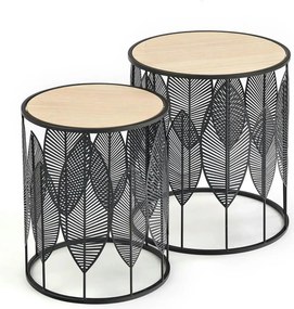 Set 2 masute cafea FOLLA, stejar/negru