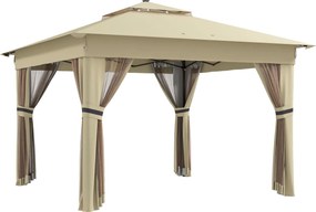 Outsunny Pavilion 3,3x3,3m rezistent la apă pop-up pliabil cu LED, acoperiș dublu, plasă anti-țânțari, 4 părți laterale, geantă | Aosom Romania