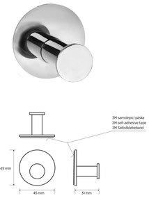 Cârlig autoadeziv Sapho XR219 X-Round, oțelinoxidabil