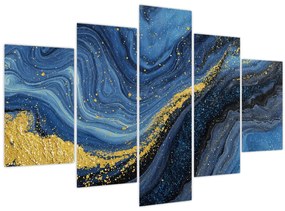 Tablou - Abstracție albastru-aurie (150x105 cm)