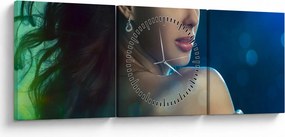 Tablou - Privirea unei femei tinere (cu ceas) (90x30 cm)