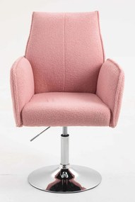 HR280N Scaun Roz Pudra Boucle cu Bază Cromata