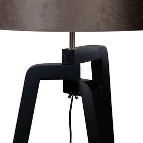 Lampă de podea neagră cu abajur din catifea maro 50cm - Puros