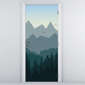 Fototapet pentru ușă - Peisaj montan grafică (95x205cm)