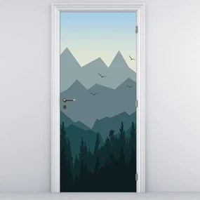 Fototapet pentru ușă - Peisaj montan grafică (95x205cm)