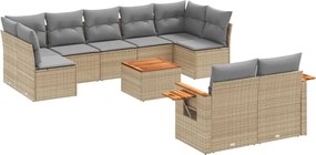 vidaXL Set canapele de grădină cu perne, 10 piese, bej, poliratan