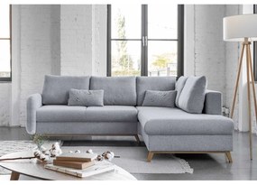 Colțar extensibil cu șezlong pe partea dreaptă Miuform Scandic Lagom L, gri deschis