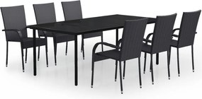 vidaXL Set mobilier de grădină,negru, 7 piese