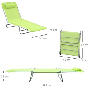 Outsunny Sezlong pentru Gradina Pliabil cu Spatar Reclinabil Verde deschis | Aosom Romania