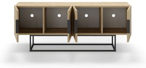 Masă TV în culoare naturală cu aspect de lemn de stejar 140x55 cm Titan – Marckeric