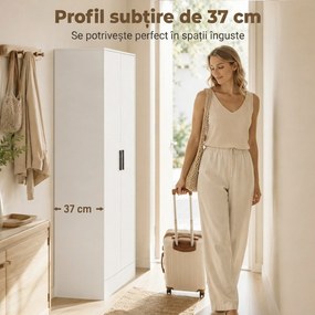 HOMCOM Dulap Subțire 37 cm Con Bară pentru Umerașe E Rafturi | Aosom Romania