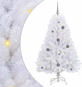 vidaXL Brad de Crăciun artificial Alb 80 x 80 x 150 cm PVC și Metal