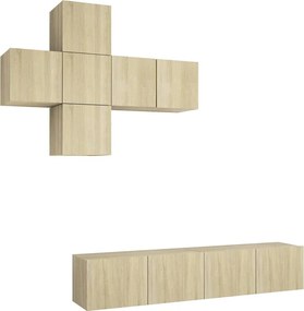 vidaXL Set dulapuri TV, 7 piese, stejar sonoma, lemn prelucrat