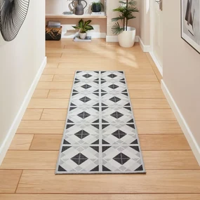 Covor tip traversă gri deschis-gri închis lavabil 61x170 cm Victoria Light – Think Rugs