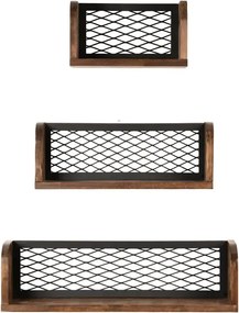 Set 3 etajere Box Homs, nuc-metal negru, 60 x 17 x 10 cm