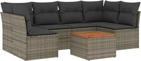 vidaXL Set canapele de grădină, 7 piese, cu perne, gri, poliratan