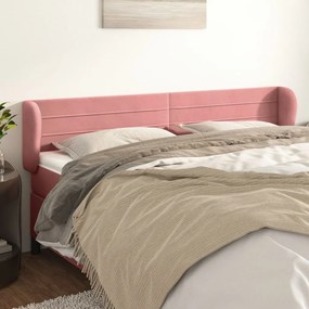 vidaXL Tăblie de pat cu aripioare roz 163x23x78/88 cm catifea