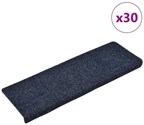 vidaXL Covorașe scări autoadezive, 30 buc., 65x21x4 cm, margini dreptunghiulare albastre