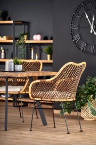 Set masa extensibila Berlin L160-220 cm + 4 scaune K336 ratan natural