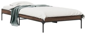 845060 vidaXL Cadru de pat, stejar maro, 75x190 cm, lemn prelucrat și metal