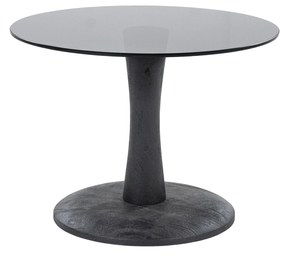 Masuta de cafea rotunda din lemn de mango si sticla Boogie 55x55x40 cm neagra