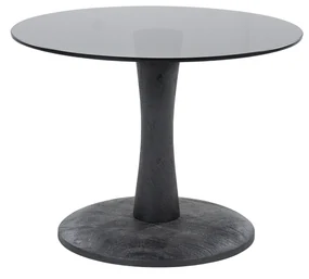 Masuta de cafea rotunda din lemn de mango si sticla Boogie 55x55x40 cm neagra
