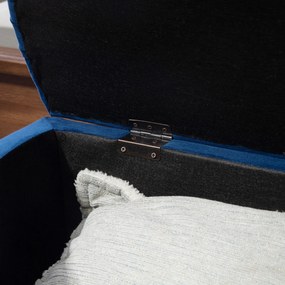 HOMCOM Taburet de Depozitare Cupei 2 în 1, Taburet căptușit Semicircular, Picioare Lemn fag Negru acoperire Catifea Albastră | Aosom Romania