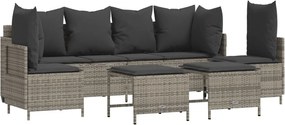 vidaXL Set canapea de grădină cu perne, 5 piese, gri, poliratan
