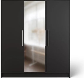 Dulap cu 3 usi si oglinda Alarica 180x60x200 cm – Negru