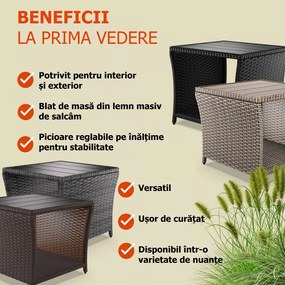 Măsuță auxiliară din poliratan ROCCO, 40x45x45cm, crem Casaria