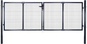 vidaXL Poartă de grădină din plasă, oțel galvanizat, gri, 300x100 cm