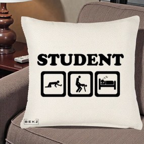 Perna Decorativa Student Life, 40x40 cm, Crem Reliefat, Husa Detasabila, Perna Inclusa, BEKZ®