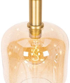 Lampă pendantă de design neagră cu alamă și sticlă chihlimbar - Zuzanna