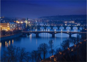 Tablou pe sticlă cu podurile din Praga (70x50 cm)