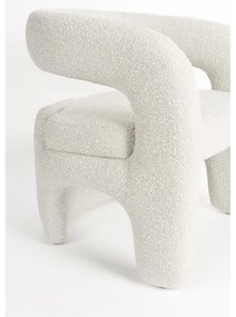Fotoliu alb cu tapițerie din țesătură bouclé Nova – White Label